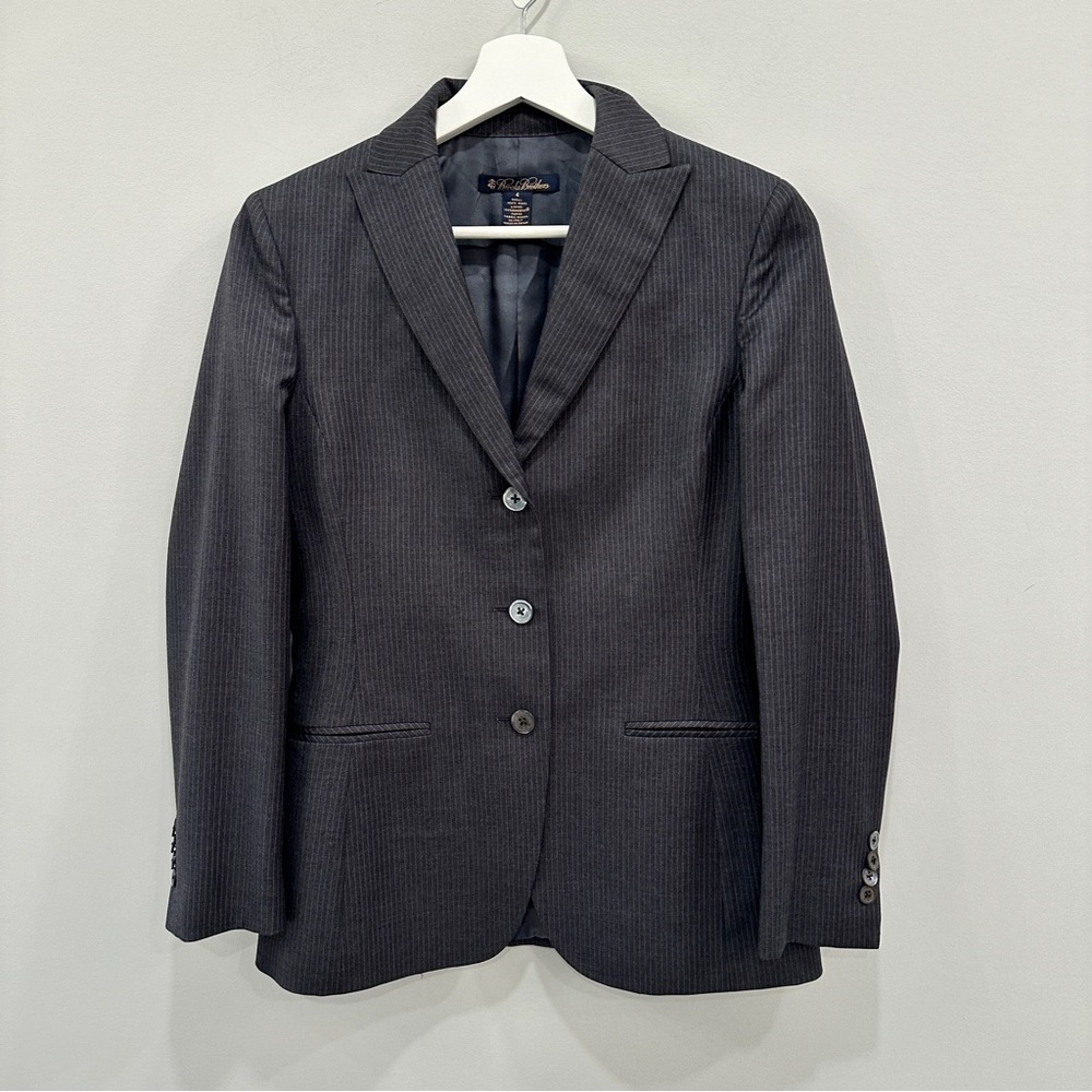 Brooks Brother Grey Wool Pinstripe Blazer